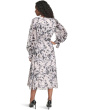 V-Neck Long Sleeve Chiffon Midi