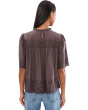 Embroidered Pintuck High-Neck Top