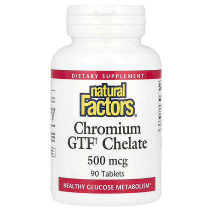 Natural Factors, хелат хрома ФТГ, 500 мкг, 90 таблеток