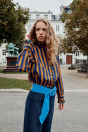 Zara ПОЛОСАТАЯ БЛУЗКА С РЮШАМИ разноцветного цвета
