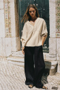 Zara ШИРОКИЕ ПЛАВНЫЕ БРЮКИ черного цвета