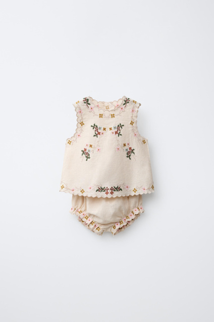 Zara КОМПЛЕКТ ИЗ РУБАШКИ И БРЮК С ВЫШИВКОЙ 505410518-712-6