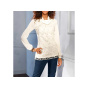 Designer-Spitzen-Jerseyshirt, ecru