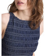 Denim Smocked Boatneck Maxi Dress