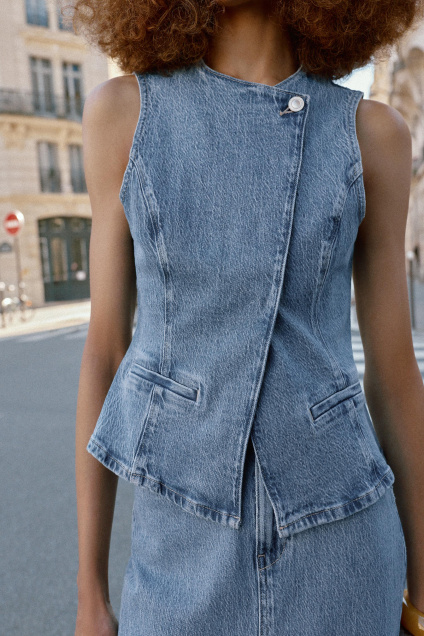 Zara Z1975 ДВУБОРТНЫЙ ДЖИНСОВЫЙ ЖИЛЕТ 506408157-427-1