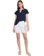 Short Sleeve Ruffle Henley Swing Top