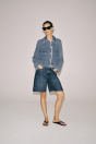 Zara ДЖИНСОВЫЕ ШОРТЫ-БЕРМУДЫ С РАССЛАБЛЕННЫМ ПОЯСОМ СРЕДНЕЙ ВЫСОТЫ ZW COLLECTION Blue