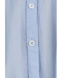 Shirred Crewneck Button-Up Top