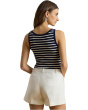 Striped Button-Trim Rib-Knit Tank Top
