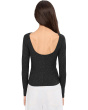 Bria Long Sleeve Open Back Snit Rib Sparkle