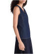 Long Line V Neck Vest In Rinse Wash