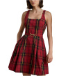 Plaid Belted Taffeta Cocktail Dress
