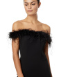 Off-the-Shoulder Long Scuba Crepe Feathers