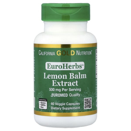 California Gold Nutrition, EuroHerbs™, экстракт мелиссы лекарственной, качество Euromed, 500 мг, 60 растительных капсул