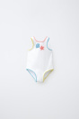 Zara 2-6 ЛЕТ/ БЕЛЫЙ КУПАЛЬНИК С КРЮЧКОВАТЫМИ РУКАВАМИ?