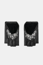 Zara КОРОТКИЕ ВАРЕЖКИ ИЗ 100% КОЖИ С УКРАШЕНИЯМИ черного цвета