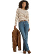 Petite Striped Jersey Snap-Trim Boatneck Top