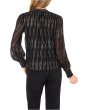 Smocked Cuff Ruffle Tie Neck Top