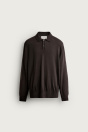Zara 100% ШЕРСТЯНОЕ ВЯЗАНОЕ ПОЛО темно-коричневого цвета