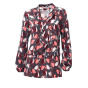Designer-Druckbluse, grau-koralle