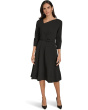 Scuba Crepe Asym Rouched Neck Midi With Belt