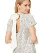 S/S Mock Nk Sequin A-Line Dress W/ Back Bow 246