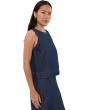 Petite Lightweight Organic Cotton Denim Round Neck Shell