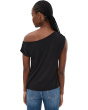 Petite Short Sleeve Asymmetric Off-Shoulder Knit Top