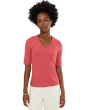 Double Layer V-Neck 1/2 Sleeve Rib Knit Top