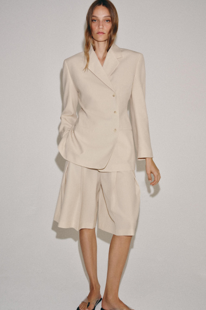 Zara ШЕРСТЯНЫЕ ШОРТЫ-БЕРМУДЫ С ДЕКОРАТИВНЫМИ СКЛАДКАМИ ZW COLLECTION LIMITED EDITION 542172129-450-1