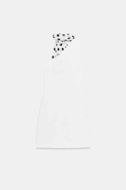 Zara ПЛАТЬЕ БЕЗ БРЕТЕЛЕК С ШЕЙНЫМ ПЛАТКОМ В ГОРОШЕК 534613401-250-2