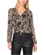 Tie Neck Shirring Long Sleeve