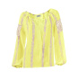 Chiffon-Spitzenbluse, gelb-creme