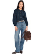 High-Neck Lace-Insert Pintuck Top
