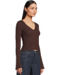Ribbed Merino Flare Sleeve Vneck Clari