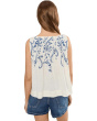 Petite Sleeveless Boat Neck Woven Top with Pintucks