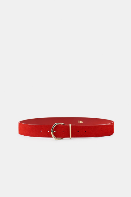 Zara РЕМЕШОК ИЗ 100% ЗАМШИ С КРУГЛОЙ ПРЯЖКОЙ 522389604-600-80