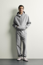 Zara Базовая толстовка С КАПЮШОНОМ серого мелированного цвета НЕПРИНУЖДЕННОГО покроя