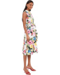 Sleeveless Collared Neck Floral Cotton Midi