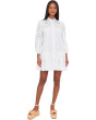 Long Sleeve Button-Down Eyelet Shirt Dress