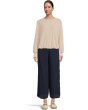 Tia Ribbed Crew Neck Sweatshirt w/ Smocked Cuffs