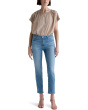 Mari Mid-Rise Slim Straight Crop Jeans in Atlantis