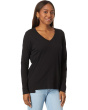 V-Neck Long Sleeve Princess Seam Rib Mix Tee