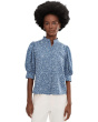 Chambray Short Sleeve Hidden Placket Top
