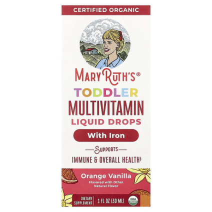 MaryRuths, Cocomelon, мультивитамины для малышей, капли с железом, для детей от 1 до 3 лет, вкус апельсина и ванили, 30 мл (1 жидк. унция)