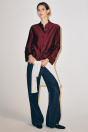 Zara РУБАШКА ZW COLLECTION бордового ЦВЕТА С ПУГОВИЦАМИ-пуговицами