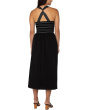 Sleeveless Smocked Woven Midi Dress With Trapunto Straps