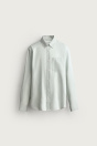 Zara РУБАШКА ОБЫЧНОГО РАЗМЕРА ИЗ ЛЬНА И ХЛОПКА морского размера