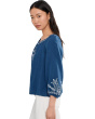 Petite 3/4 Sleeve Woven Top with Embroidery