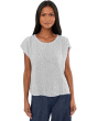 Puckered Organic Linen Stripe Jewel Neck Top